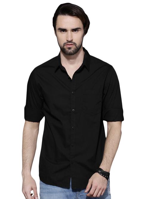 black cotton casual shirt - 15415872 - Very Small Image - 1