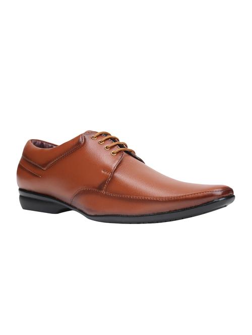 tan leatherette lace-up derbys - 15416615 - Very Small Image - 1