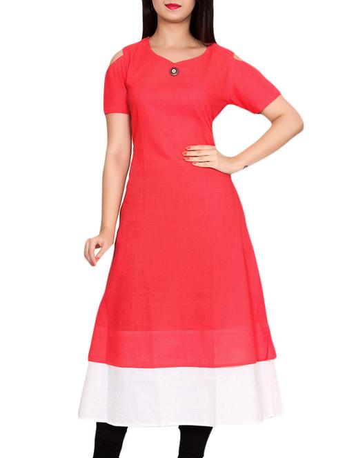 a-line cold shoulder kurta - 15417437 - Very Small Image - 1