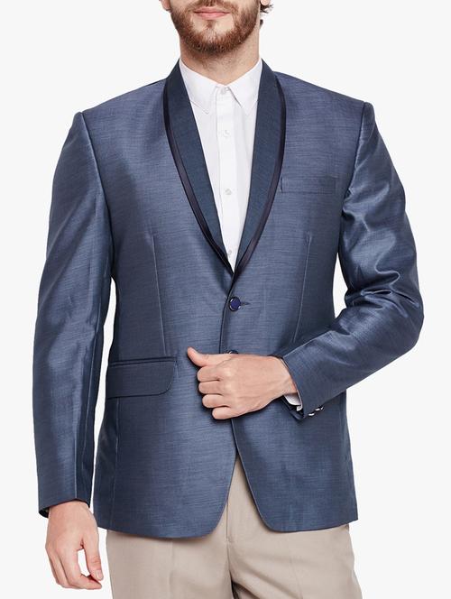 blue cotton casual blazer - 15417723 - Very Small Image - 1