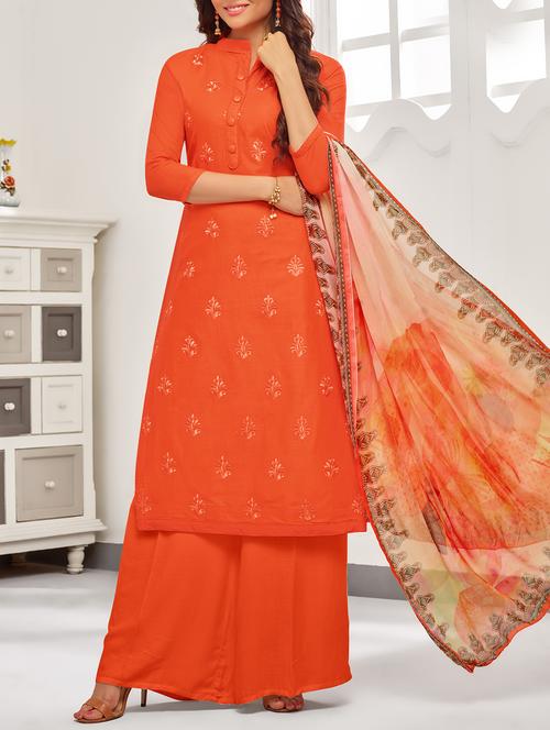 embroidered unstitched palazzo suits - 15418049 - Very Small Image - 1