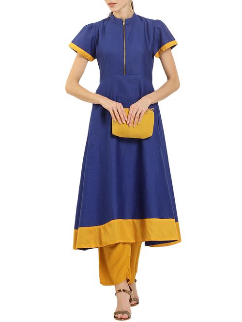 a-line color block kurta - 15418401 - Very Small Image - 1