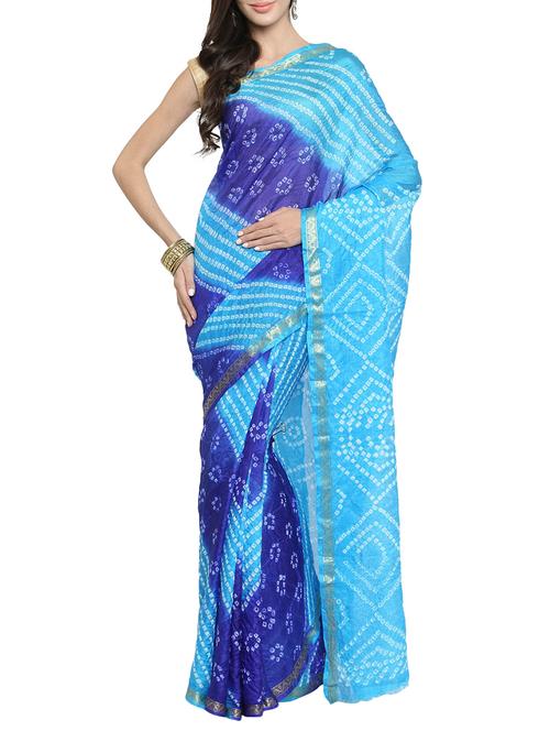tonal shades bandhani saree with blouse - 15418790 - Very Small Image - 1