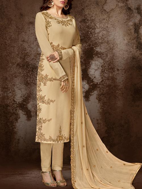 embroidered semi-stitched salwar suit - 15419288 - Very Small Image - 1