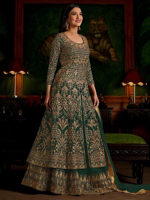 embroidered semi-stitched kurta skirt - 15419359 - Very Small Image - 1