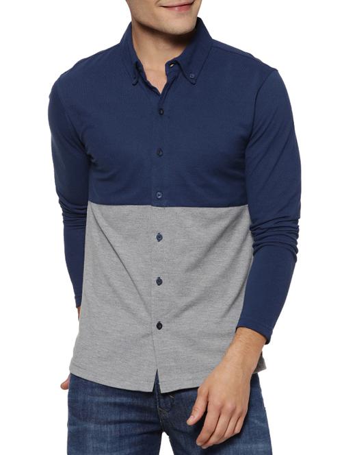 mens color block casual shirt - 15419456 - Very Small Image - 1