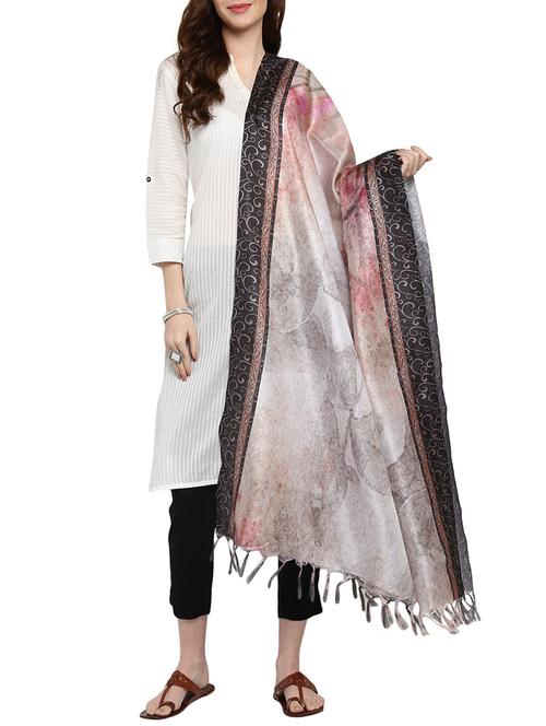 cream khadi dupatta - 15421176 - Very Small Image - 1