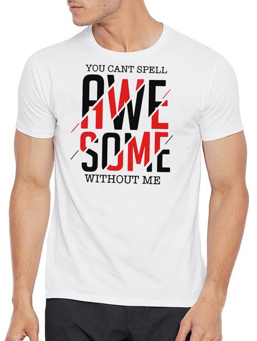 white polyester chest print t-shirt - 15421214 - Very Small Image - 1