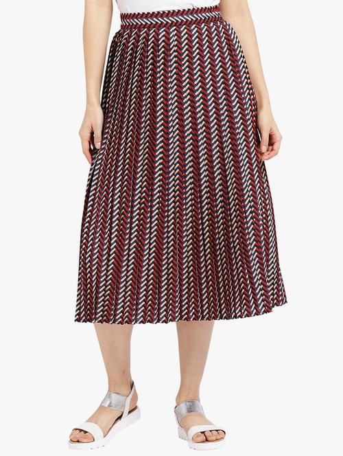 chevron print pleated skirt - 15421664 - Very Small Image - 1