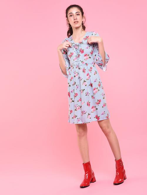 frill detail criss-cross tie knot dress - 15426426 - Very Small Image - 1