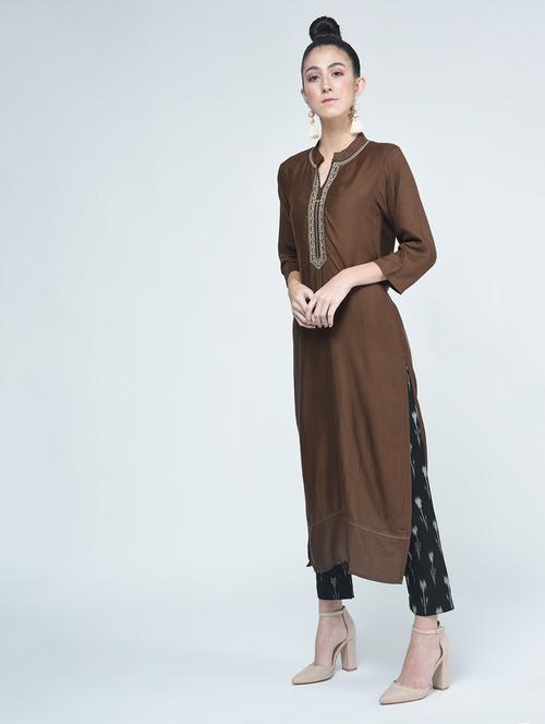 hickory embroidered kurta - 15426432 - Very Small Image - 1