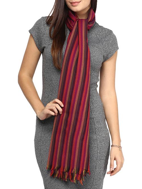 pink striped woolen stole - 15426736 - Very Small Image - 1