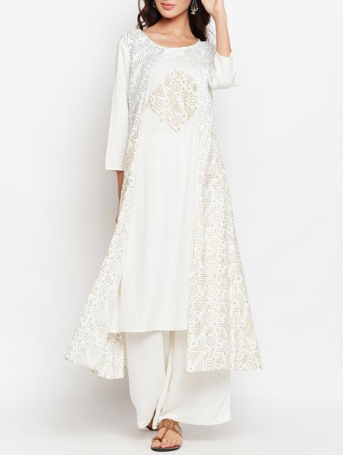 layered block print kurta - 15427080 - Very Small Image - 1