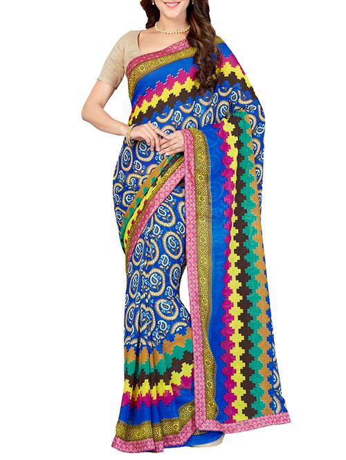 paisley printed saree with blouse - 15427125 - Very Small Image - 1
