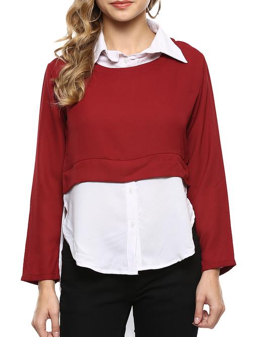 shirt collar high-low top - 15427967 - Very Small Image - 1