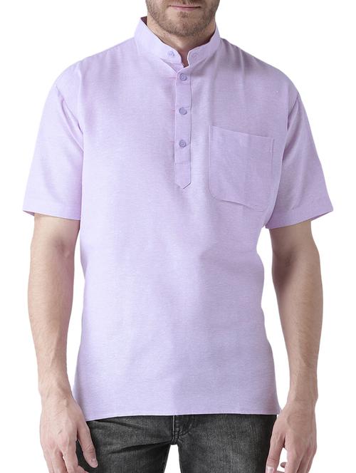 purple khadi cotton short kurta - 15428748 - Very Small Image - 1