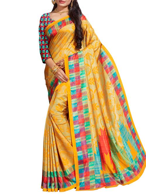 geometrical bordered printed  saree with blouse - 15429112 - Very Small Image - 1