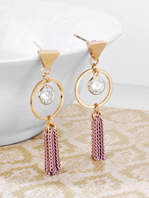 pink metal drop earrings - 15429215 - Very Small Image - 1