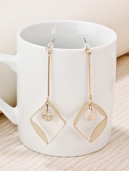 gold metal drop earrings - 15429298 - Very Small Image - 1