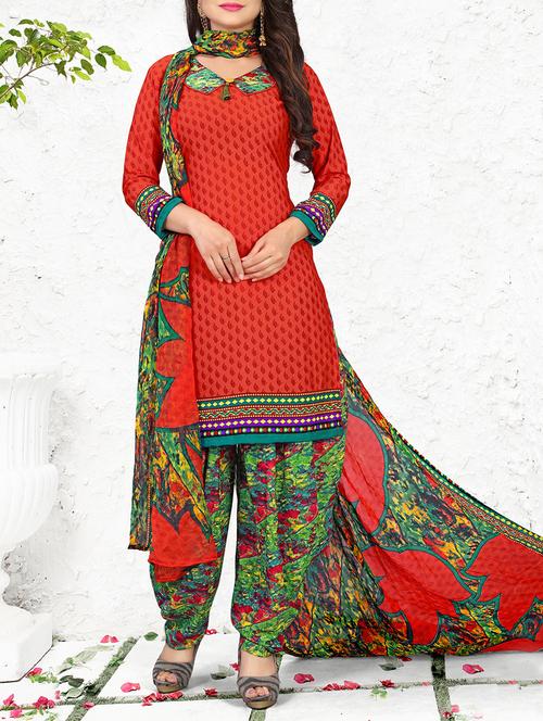 printed unstitched patiyala suit - 15430148 - Very Small Image - 1