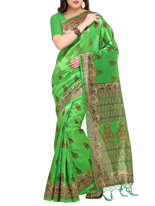abstract printed mysore silk saree with tassels with blouse - 15431085 - Very Small Image - 1