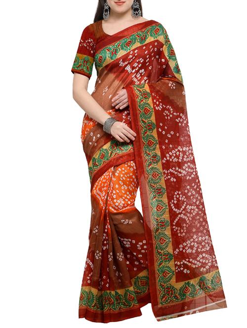 tonal shades bandhani saree with blouse - 15431100 - Very Small Image - 1