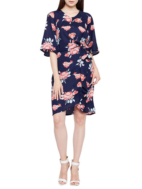 twisted front detail floral dress - 15431182 - Very Small Image - 1