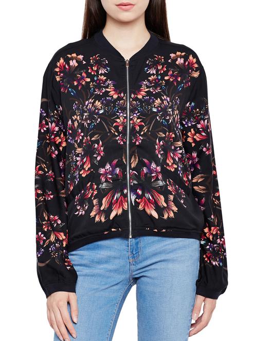 varsity neck floral jacket - 15431191 - Very Small Image - 1