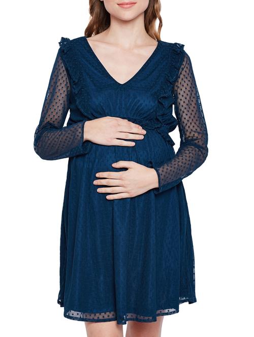 dobby work ruffled maternity dress - 15431223 - Very Small Image - 1
