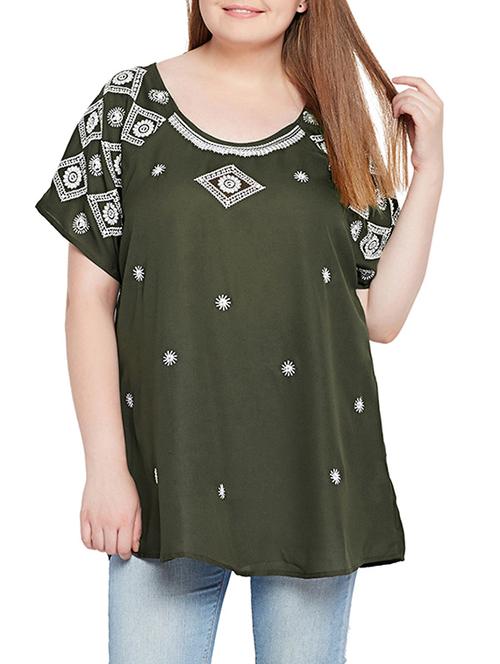 raglan sleeved embroidered plus tunic - 15431294 - Very Small Image - 1