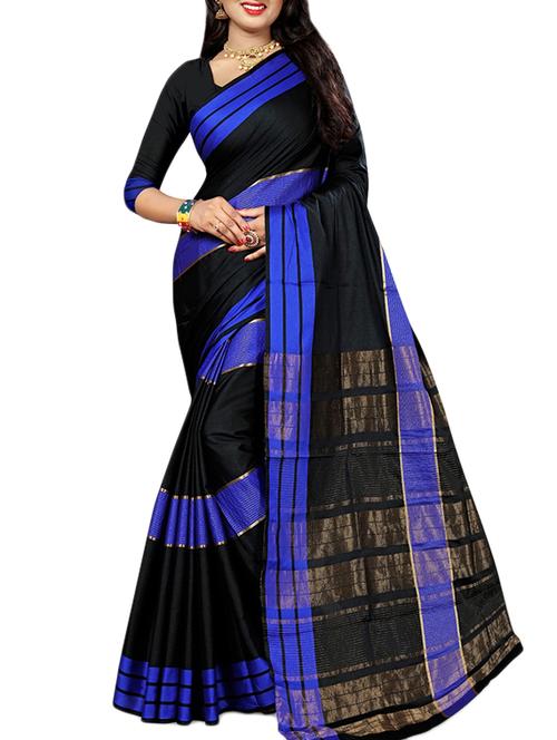 contrast striped woven saree with blouse - 15432642 - Very Small Image - 1