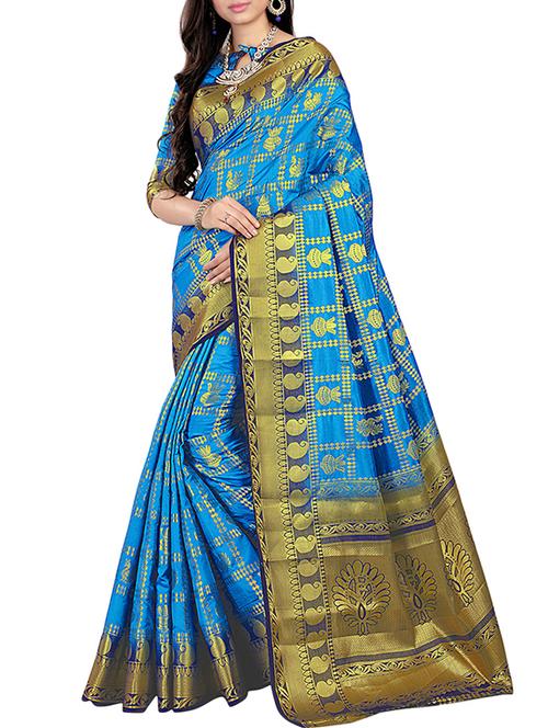 gold border zari patola saree with blouse - 15432769 - Very Small Image - 1