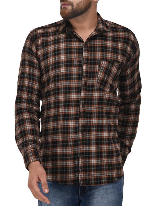 brown cotton casual shirt - 15433729 - Very Small Image - 1