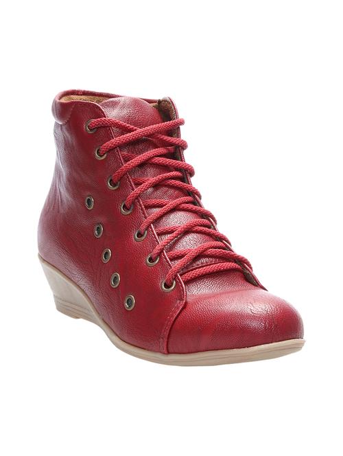 red ankle  lace-up  boots - 15435314 - Very Small Image - 1