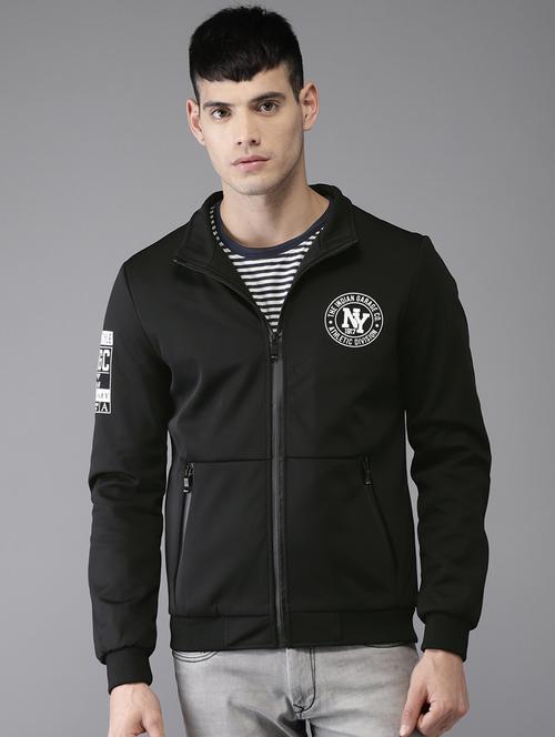 black faux polyester casual jacket - 15435943 - Very Small Image - 1