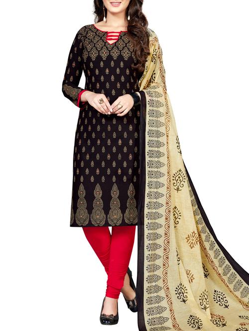 printed unstitched churidaar suit - 15436264 - Very Small Image - 1