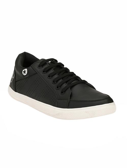 black leatherette lace up sneakers - 15436963 - Very Small Image - 1