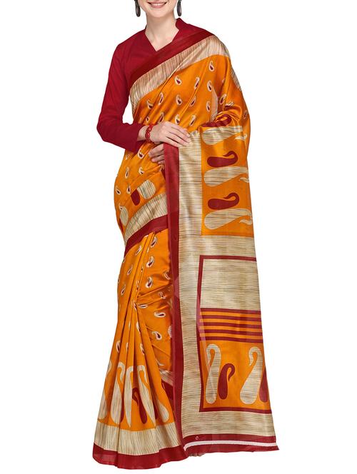 paisley printed saree with blouse - 15437030 - Very Small Image - 1