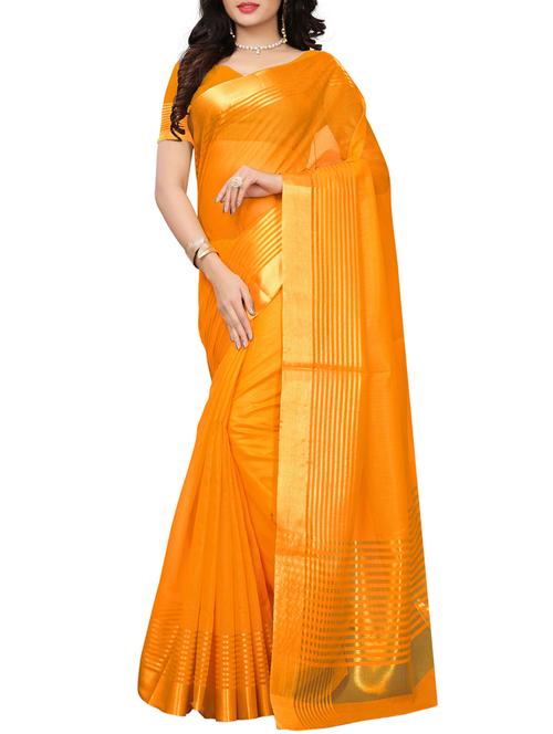 delicate golden border saree with blouse - 15437037 - Very Small Image - 1