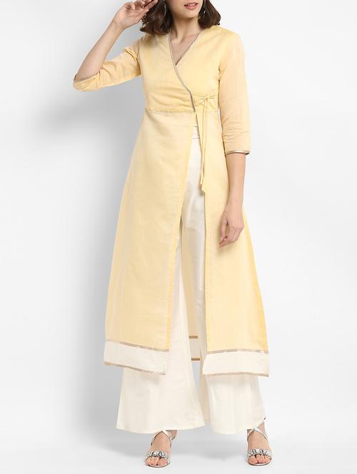 chanderi angrakha kurta with palazzo set - 15438254 - Very Small Image - 1