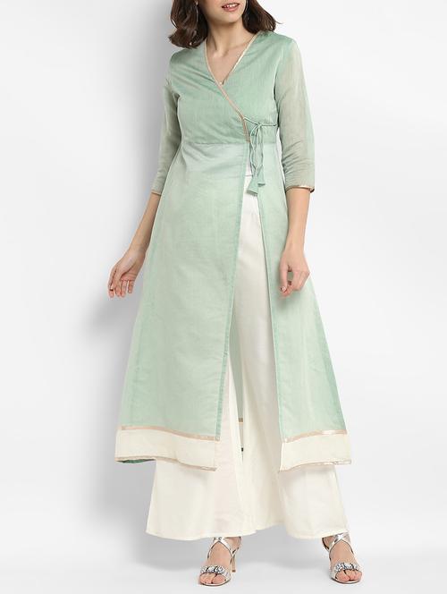 chanderi kurta with palazzo set - 15438255 - Very Small Image - 1