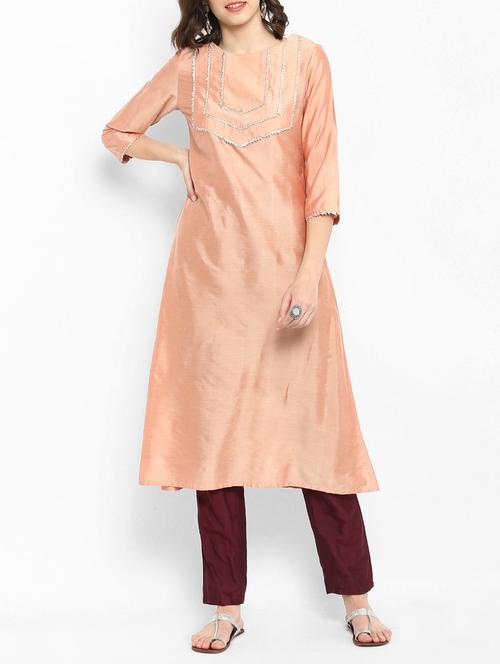 gota work kurta with pant set - 15438283 - Very Small Image - 1