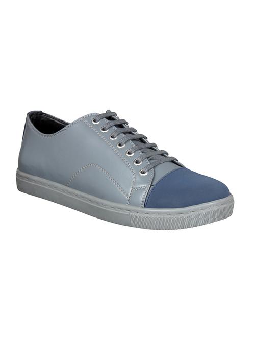 grey leatherette lace up sneakers - 15438491 - Very Small Image - 1