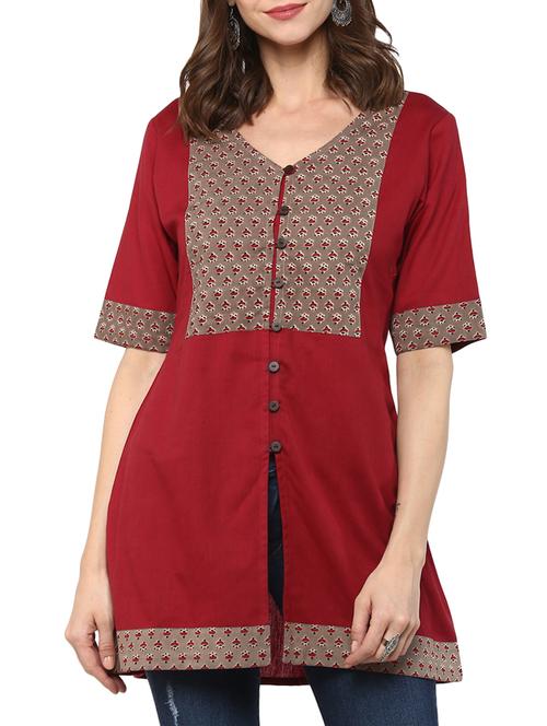 front slit button down tunic - 15439021 - Very Small Image - 1