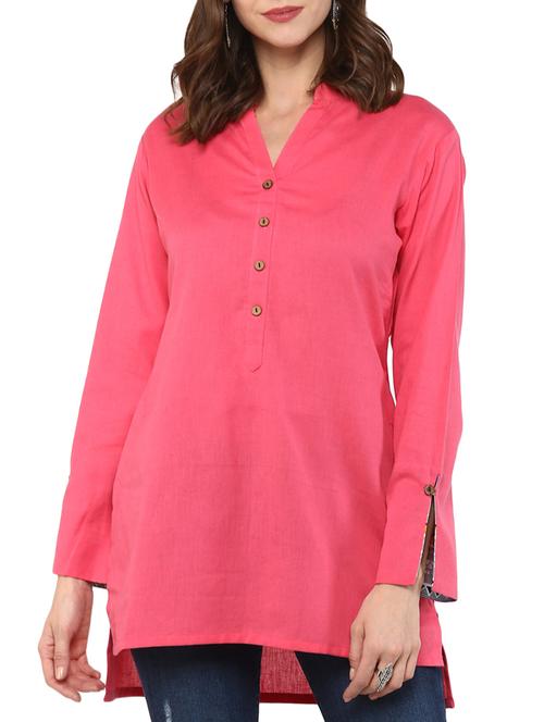 button down solid tunic - 15439022 - Very Small Image - 1