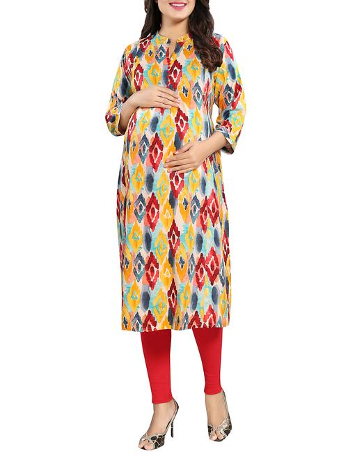 yellow rayon maternity wear - 15439838 - Very Small Image - 1