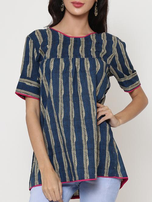 striped contrast piping detail tunic - 15439886 - Very Small Image - 1