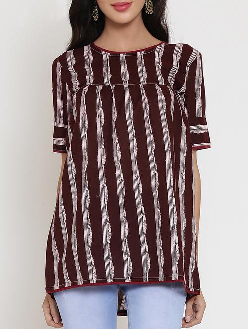 printed round neck tunic - 15439887 - Very Small Image - 1