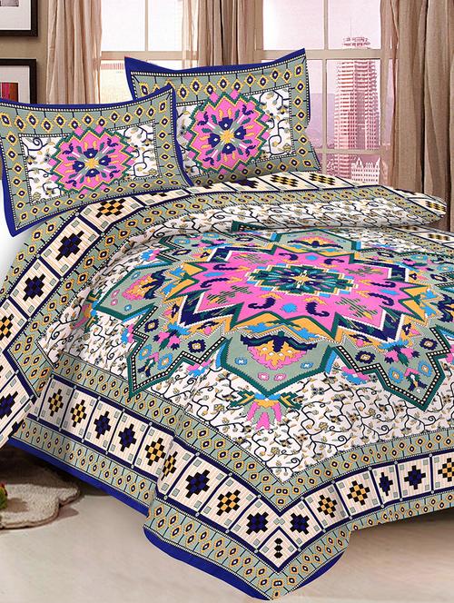 cotton double bedsheet with 2 pillow covers - 15439956 - Very Small Image - 1