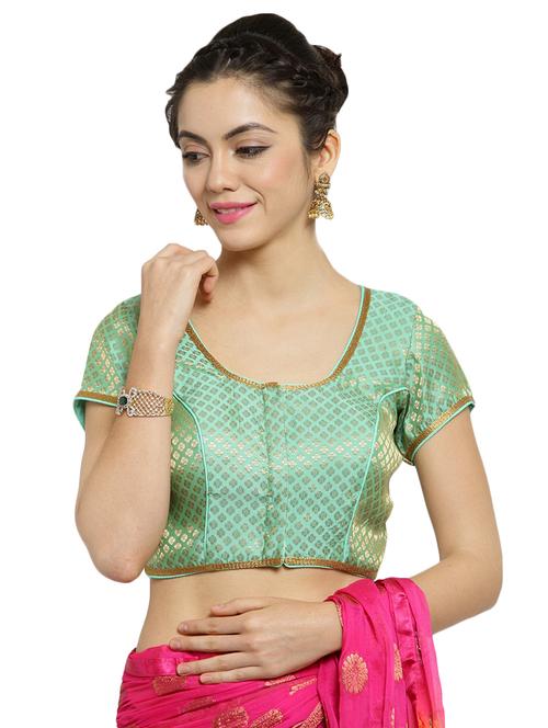 green cotton brocade blouse - 15440387 - Very Small Image - 1